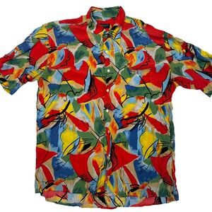 Riscatto Mens XXL Abstract Geometric Print Shirt Short Sleeve Made in Italy Red